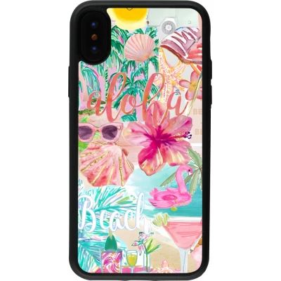 iPhone X / Xs Case Hülle - Silikon schwarz Preppy Collage Aloha