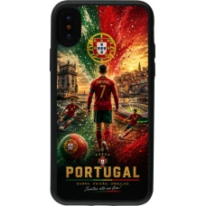 Coque iPhone X / Xs - Silicone rigide noir Football Portugal splash 2026