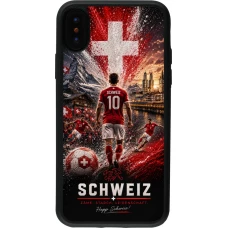 Coque iPhone X / Xs - Silicone rigide noir Football Schweiz splash 2026