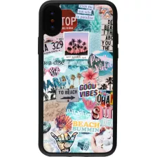 Coque iPhone X / Xs - Silicone rigide noir Summer 20 collage