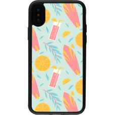 iPhone X / Xs Case Hülle - Silikon schwarz Summer 2025 Pattern citron