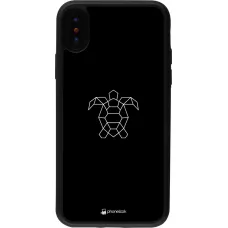 Coque iPhone X / Xs - Silicone rigide noir Turtles lines on black