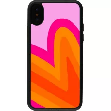Coque iPhone X / Xs - Silicone rigide noir Valentine 2024 heart gradient