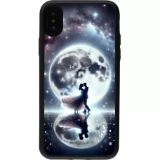 iPhone X / Xs Case Hülle - Silikon schwarz Valentin 2024 Liebe unter dem Mond