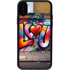 Coque iPhone X / Xs - Silicone rigide noir Valentine 2025 Love U Tag
