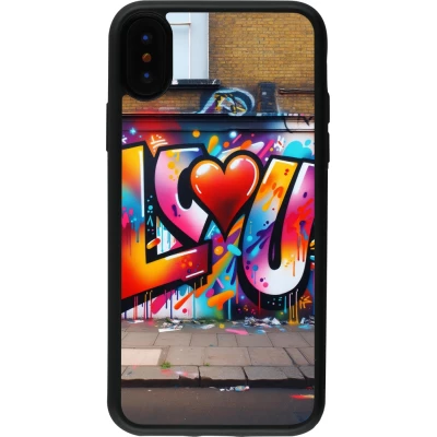 Coque iPhone X / Xs - Silicone rigide noir Valentine 2025 Love U Tag