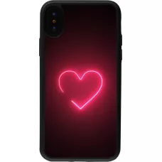 iPhone X / Xs Case Hülle - Silikon schwarz Valentine 2023 single neon heart
