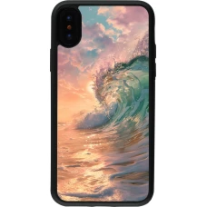 Coque iPhone X / Xs - Silicone rigide noir Wave Sunset