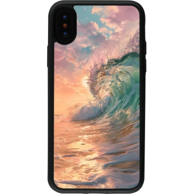 Coque iPhone X / Xs - Silicone rigide noir Wave Sunset