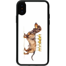 iPhone X / Xs Case Hülle - Silikon schwarz Wine Teckel