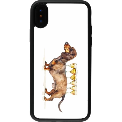 iPhone X / Xs Case Hülle - Silikon schwarz Wine Teckel
