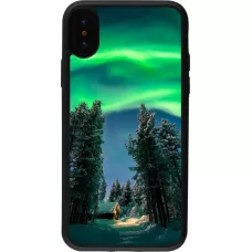 iPhone X / Xs Case Hülle - Silikon schwarz Winter 22 Northern Lights