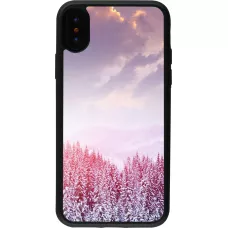 iPhone X / Xs Case Hülle - Silikon schwarz Winter 22 Pink Forest