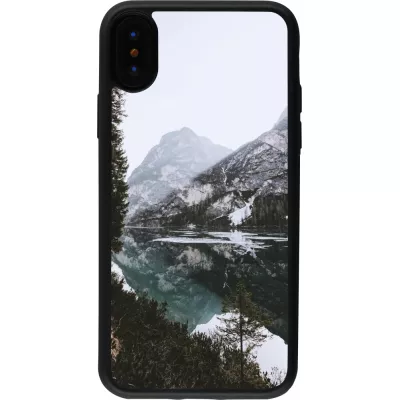 iPhone X / Xs Case Hülle - Silikon schwarz Winter 22 snowy mountain and lake