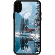 iPhone X / Xs Case Hülle - Silikon schwarz Winter 25 Winter house forest day