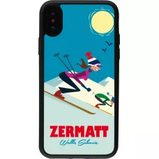 iPhone X / Xs Case Hülle - Silikon schwarz Zermatt Ski Downhill