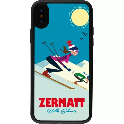 iPhone X / Xs Case Hülle - Silikon schwarz Zermatt Ski Downhill