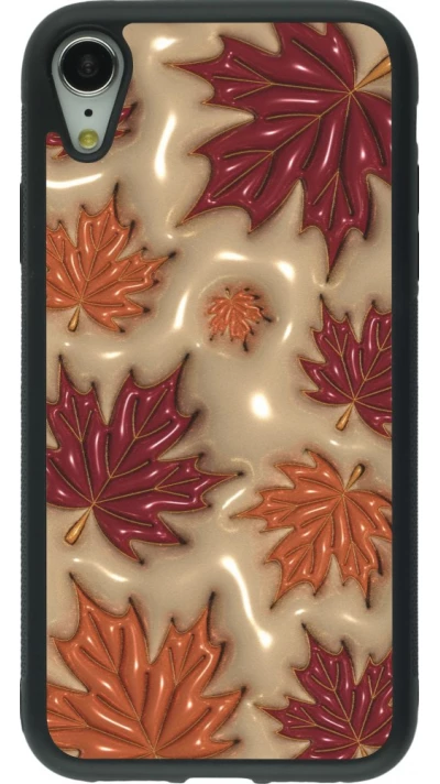 Coque iPhone XR - Silicone rigide noir Autumn 26 3D leaves