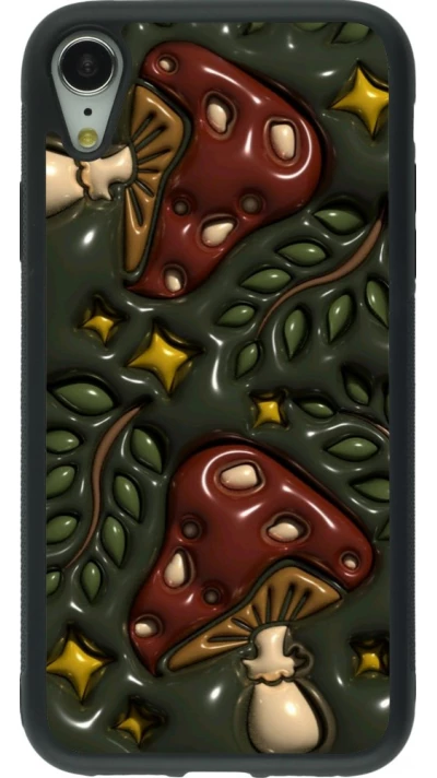 Coque iPhone XR - Silicone rigide noir Autumn 26 3D mushrooms