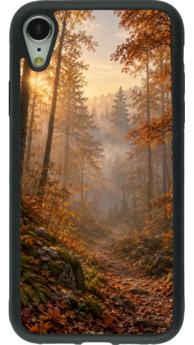 Coque iPhone XR - Silicone rigide noir Autumn 26 Autumn walk