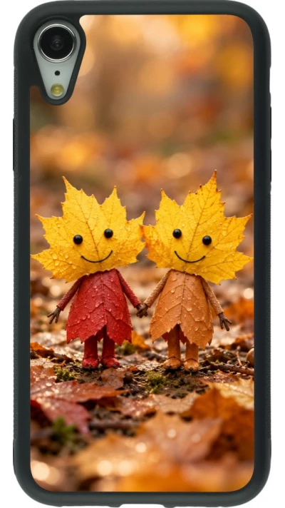 Coque iPhone XR - Silicone rigide noir Autumn 26 Couple of leaves