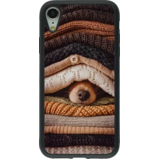 Coque iPhone XR - Silicone rigide noir Autumn 26 Dog under the covers