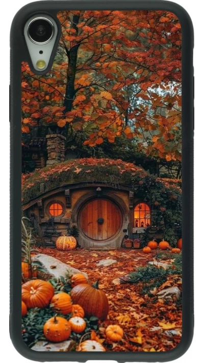 Coque iPhone XR - Silicone rigide noir Autumn 26 Hobbit house