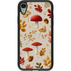 Coque iPhone XR - Silicone rigide noir Autumn 26 Mushrooms and leaves