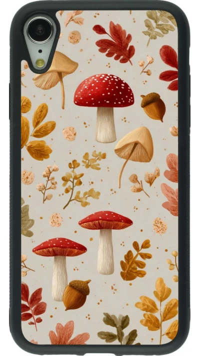 Coque iPhone XR - Silicone rigide noir Autumn 26 Mushrooms and leaves