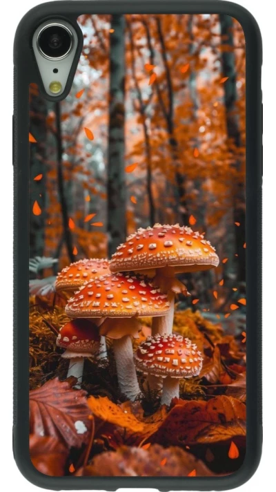 Coque iPhone XR - Silicone rigide noir Autumn 26 Mushrooms in the woods