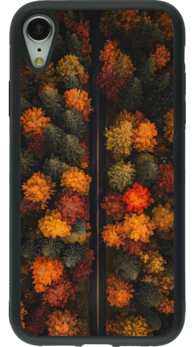 Coque iPhone XR - Silicone rigide noir Autumn 26 Road in autumn