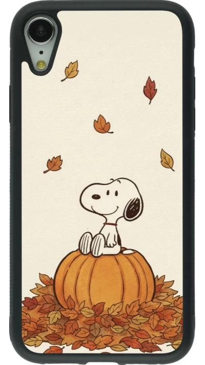 Coque iPhone XR - Silicone rigide noir Autumn 26 Snoopy autumn