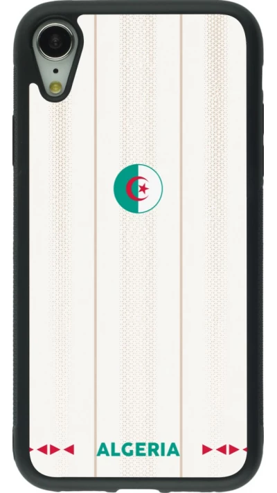 Coque iPhone XR - Silicone rigide noir Maillot de football Algérie 2026 personnalisable