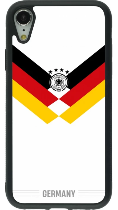 Coque iPhone XR - Silicone rigide noir Maillot de football Allemagne 2026 personnalisable