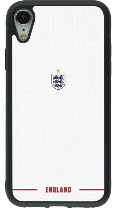Coque iPhone XR - Silicone rigide noir Maillot de football Angleterre 2026 personnalisable