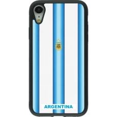 Coque iPhone XR - Silicone rigide noir Maillot de football Argentine 2026 personnalisable