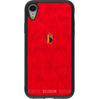 Coque iPhone XR - Silicone rigide noir Maillot de football Belgique 2026 personnalisable