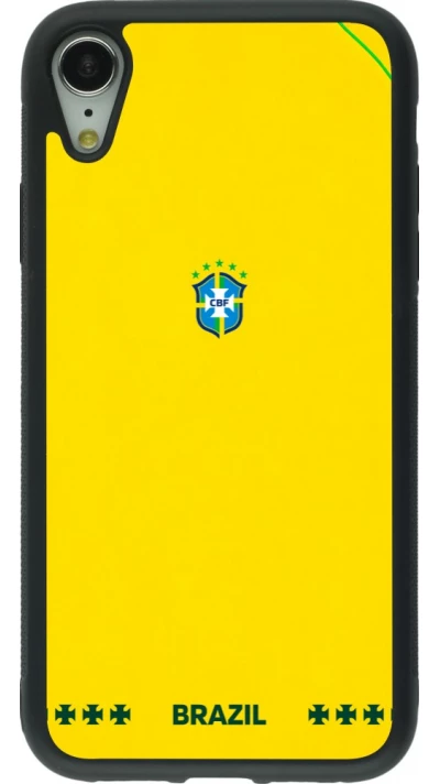 iPhone XR Case Hülle - Silikon schwarz Brasilien 2026 personalisierbares Fussballtrikot