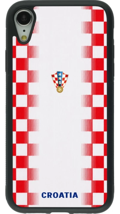 iPhone XR Case Hülle - Silikon schwarz Kroatien 2026 personalisierbares Fussballtrikot
