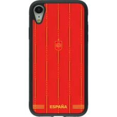 Coque iPhone XR - Silicone rigide noir Maillot de football Espagne 2026 personnalisable