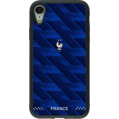 Coque iPhone XR - Silicone rigide noir Maillot de football France 2026 personnalisable