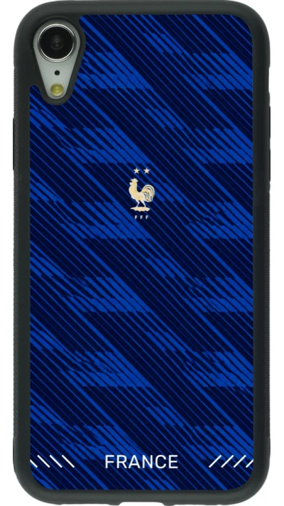 Coque iPhone XR - Silicone rigide noir Maillot de football France 2026 personnalisable