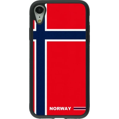 Coque iPhone XR - Silicone rigide noir Maillot de football Norvège 2026 personnalisable