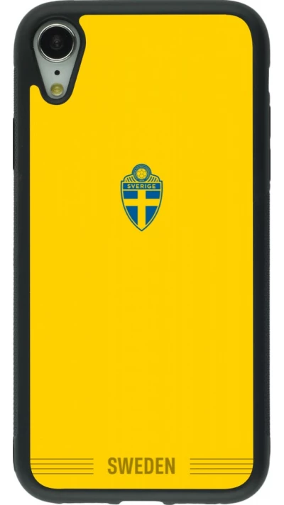 iPhone XR Case Hülle - Silikon schwarz Schweden 2026 personalisierbares Fussballtrikot