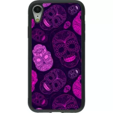 iPhone XR Case Hülle - Silikon schwarz Halloween 2023 pink skulls