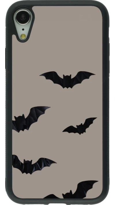 Coque iPhone XR - Silicone rigide noir Halloween 2026 Bats