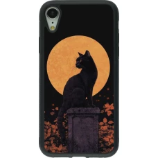 Coque iPhone XR - Silicone rigide noir Halloween 2026 Cat Art Nouveau