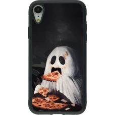 Coque iPhone XR - Silicone rigide noir Halloween 2026 Ghost eating pizza
