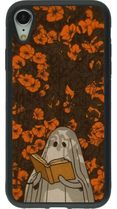 Coque iPhone XR - Silicone rigide noir Halloween 2026 Ghost reading