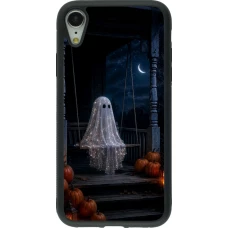 Coque iPhone XR - Silicone rigide noir Halloween 2026 Ghost on a swing